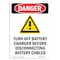 Signmission Safety Sign, OSHA Danger, 24" Height, Aluminum, Turn Off Battery Charger, Portrait OS-DS-A-1824-V-1593 - alternate 1